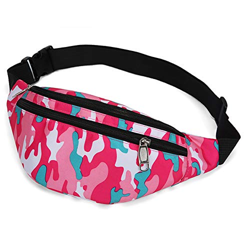 Fanny Pack for Men & Women, Fashion Waterproof Waist Packs with Adjustable Belt, Casual Bag Bum Bags for Travel Sports Running. - color: M-Rose Red