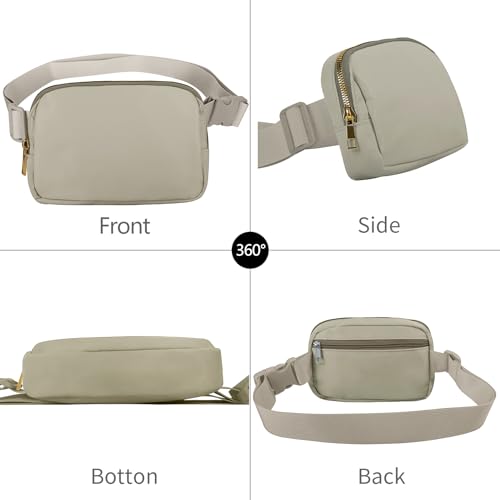 Waist Belt Bag Fashion Fanny Women Waist Pack With Adjustable Strap For Travel Running Hiking Walking Wood Grey with rope - color: Wood Grey with rope