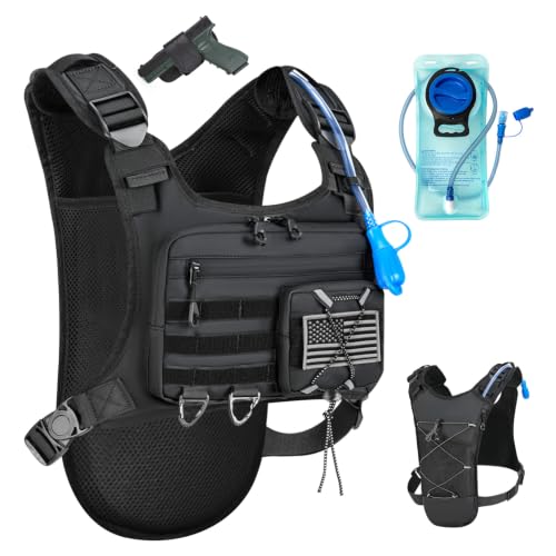 Hydration Vest with 2L Water Bladder for Men and Women,Lightweight Adjustable Hydration Backpack,Hiking Backpack with Water Bladder for Climbing Cycling Hiking - color: Black