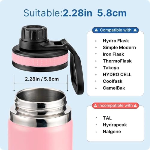 Spout Lid for Thermoflask, Takeya, Simple Modern 12-64oz Wide Mouth Bottle - color: Black+Pink