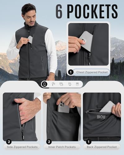 Outdoor Ventures Men's Running Golf Vest Outerwear Lightweight Windproof - color: Cool Grey, size: Medium