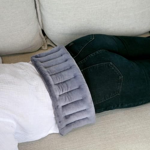 Purple Moon Collection - Microwavable Heating Pad for Neck & Shoulders - 6x16, Gray - Flaxseed Heat Pack - Weighted Hot & Cold Therapy Compress Wrap for Pain Relief, Menstrual Cramps, Sore Muscles - color: Gray