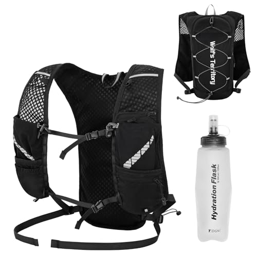 Azarxis Hiking Hydration Pack 5L Running Backpack Daypack Vest with 2L Water Bladder for Women Men Cycling Biking Trail Race (Black with a 350ml Water Bottle) - color: #5 Black with a 350ml Water Bottle