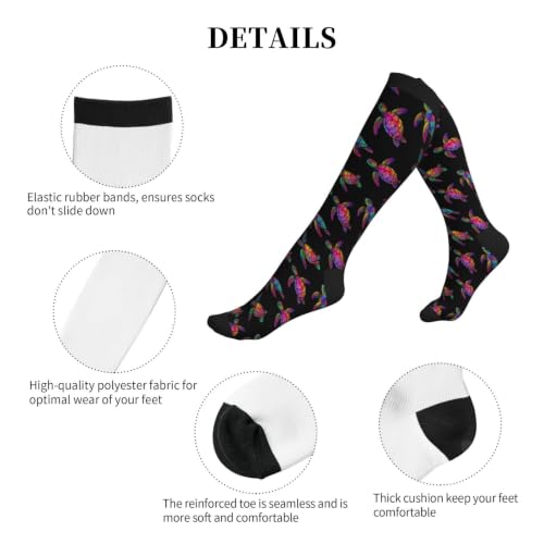 Avocado Compression Socks Women Men Knee High Stock for Running Work Support Nurses Travel - color: Turtle