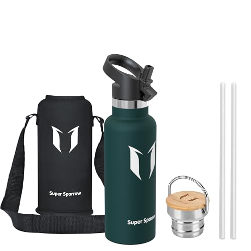 Super Sparrow Stainless Steel 500ml Vacuum Insulated Water Bottle - BPA Free - Gym, Travel, Sports - color: Jade, size: 16.9 Ounces