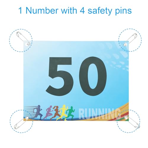 PATIKIL Tearproof Running Bib Numbers, Race Competitor Numbers - size: 7x6 Inch, style: 1-50