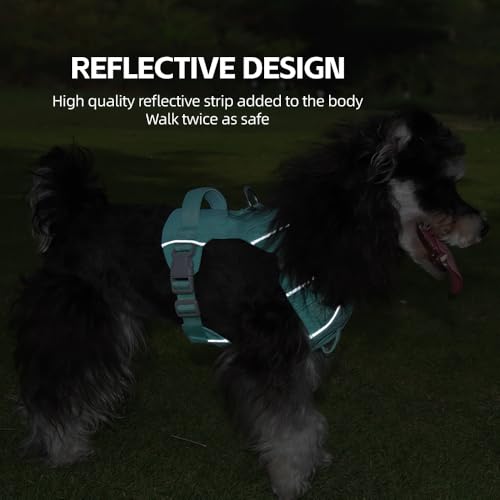 Mile High Life No Pull Dog Harness with Reflective Stripe, Adjustable Easy Get on Lightweight Harness for Small Medium Large Dogs Walking Running Training (Green, M Chest 18"-25") - color: Green, size: M Chest 18"-25"