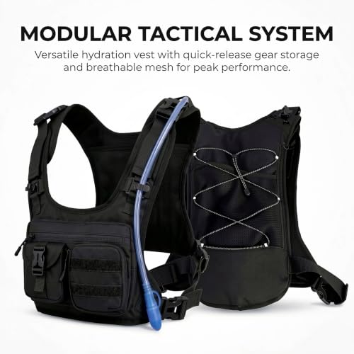 Running Hydration Vest with 2L Bladder, Breathable, Reflective, Multi Pocket Chest Pack for Men and Women, Marathon, Trail Running, Hiking and Cycling