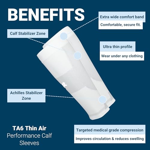 OS1st Thin Air Compression Calf Sleeves TA6 for running, maximizing airflow and relieving shin splints - color: Black, size: Large