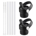 RRegeny Straw Lid fits Hydro Flask Standard Mouth, 21 24 oz, Sports Flex Cap Water Bottle Accessories Replacement Top - color: Black+2pack