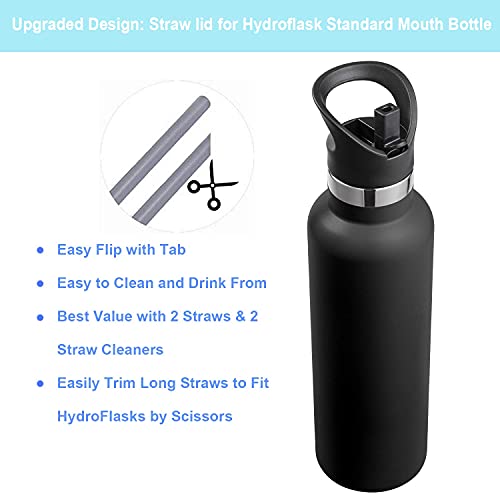 RRegeny Straw Lid fits Hydro Flask Standard Mouth, 21 24 oz, Sports Flex Cap Water Bottle Accessories Replacement Top - color: Crown Lid+1pack