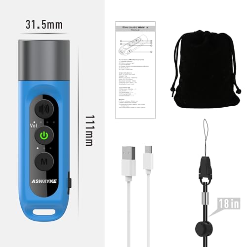 Electronic Whistle Highest IPX5 Maximum Sound 125db Battery 1000mAh Blue for Coaches Teacher, Sports Whistle - color: Blue