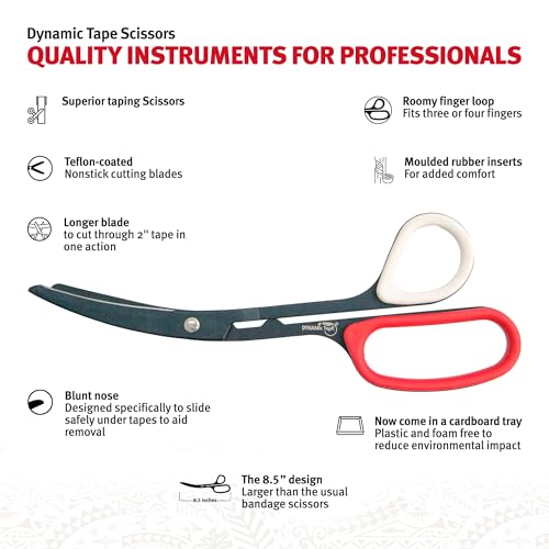 Dynamic Tape Scissors, Non-Stick Blades, Blunt Tip, Ergonomic Grip