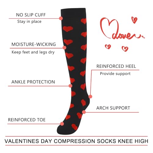 Junely Compression Socks for Women Knee High Funny Socks - color: A4-heart