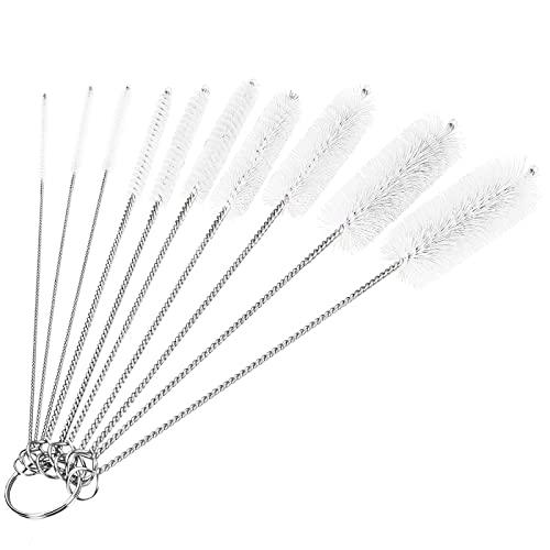 CiaraQ Bottle Cleaning Brushes, 8 Inch Nylon Tube Brush Set - color: White, size: 8.0 Inch (10pcs)