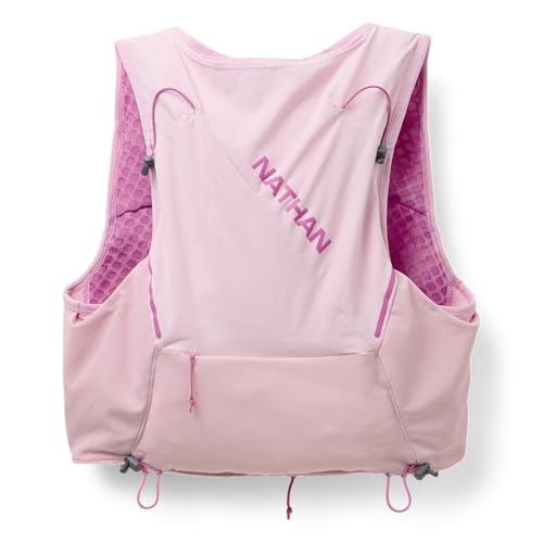 Nathan Pinnacle Hydration Running Vest Backpack for Trail Running & Marathon with Soft Flasks, Lightweight Water-Resistant Race Vest - color: Light Pink/Fuchsia, size: X-Large