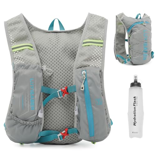 TRIWONDER Hydration Vest Running Backpack for Men & Women, Water Pack for Hiking, Camping, Climbing & Cycling, Lightweight Daypack - color: 04 Grey 5L - with 500ml Soft Flask