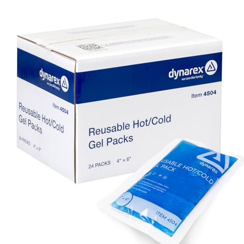 Dynarex Reusable Hot and Cold Gel Packs - 4" x 6" - Multi Purpose Compress for Injuries - Easy to Microwave or Freeze - First Aid, Sports, Home Use - 24 per Case - color: 4 X 6 Inch