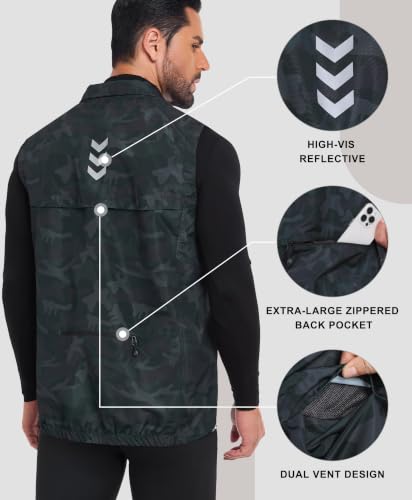Little Donkey Andy Men's Lightweight Summer Vest Windproof Packable - color: Black Camo, size: Small