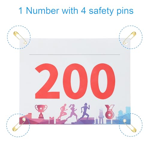 PATIKIL Tearproof Running Bib Numbers, Medals Waterproof Race Competitor Numbers with Safety Pin for Marathon Sports Game Competition Runner - style: 1-200