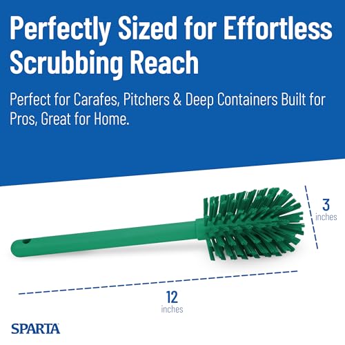 SPARTA 12 Inch Bottle Brush with Polyester Bristles and Plastic Handle, Color Coded, Large Round Head Cleaner for Bottles Jars and Food Service Equipment, Green - color: Gray