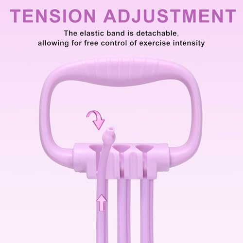 6 Gear Adjustable Resistance Bands with Handles 15-90LBS Home Gym - color: purple