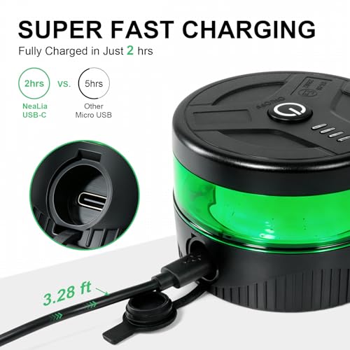 NeaLia Magnetic Wireless Beacon Light, USB-C Strobe Light, Green - color: Green