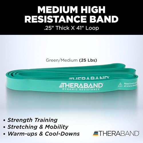 THERABAND High Resistance Band, 25 lbs, Medium, Green, Physical Therapy - size: Medium (25 lbs)