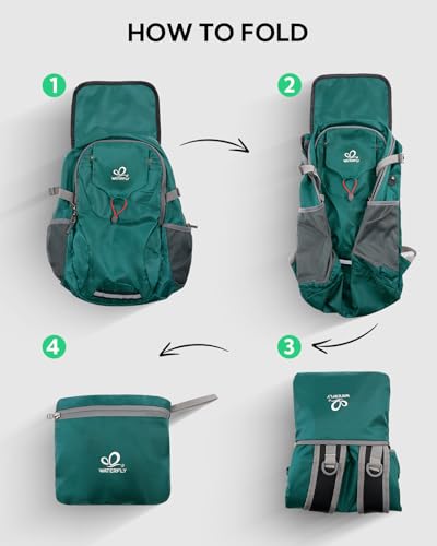 WATERFLY Lightweight Packable Hiking Backpack, 30L Day Pack Green - color: Green