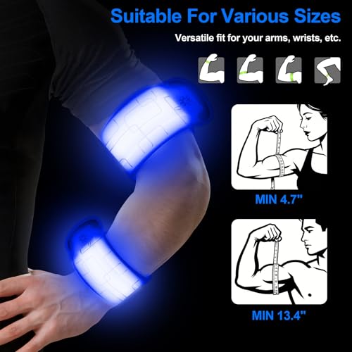 LED Armband Rechargeable, 2Pcs High Visibility Running Gear for Night - color: Blue