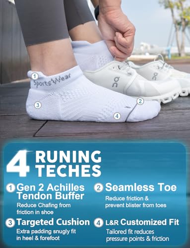 Juclise Women's No Show Compression Running Socks, 3 Pairs - color: Glacier White*2+bright Lilac*1, size: Medium