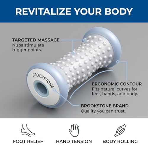 Brookstone Foot Roller Massager Plantar Fasciitis - Hot and Cold Foot Roller Massage for Tension Relief - Microwave & Freezer Safe - Relax The Muscles with Plantar Fasciitis Rollers (Gray) - color: Gray