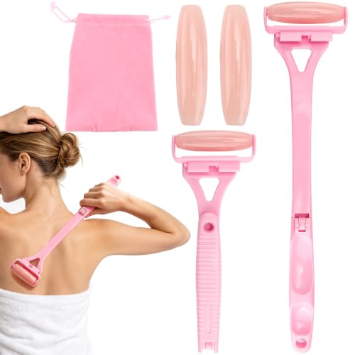Back Lotion Applicator for Women, Back Massage Rollers for Neck Leg - color: Pink