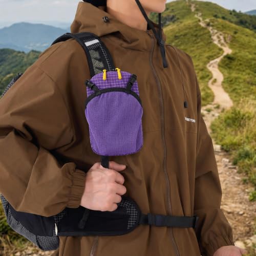 Backpack Strap Attachment Bag, Portable Phone Pocket & Water Bottle Holder Pouch for Outdoor Hiking, Travel, Cycling (Purple) - color: Purple