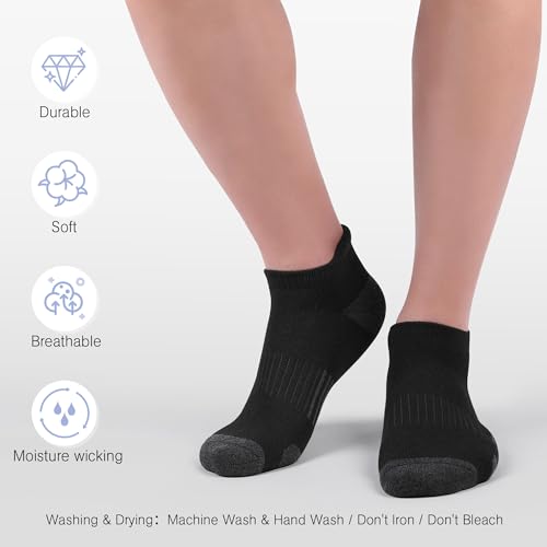 Felicigeely Athletic Running Ankle Socks Cushioned Low Cut Men Women 6 Pack - color: Black+grey Stripe, size: 9-12