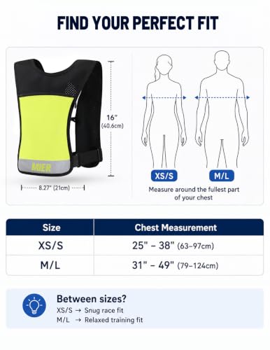 MIER Running Hydration Vest for Women Men, 500ml Soft Flask & Phone Holder - color: Neon Yellow, size: Medium-Large