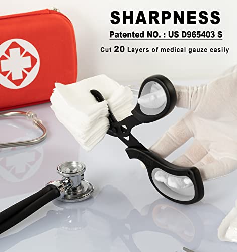 MEUUT Medical Scissors 2-Pack Trauma Shears for Nurses All Purpose Scissors - color: Black/Grey+white/Black