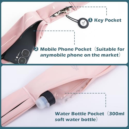 Slim Running Belt for Men and Women, Running Waist Pack - color: Pink-medium