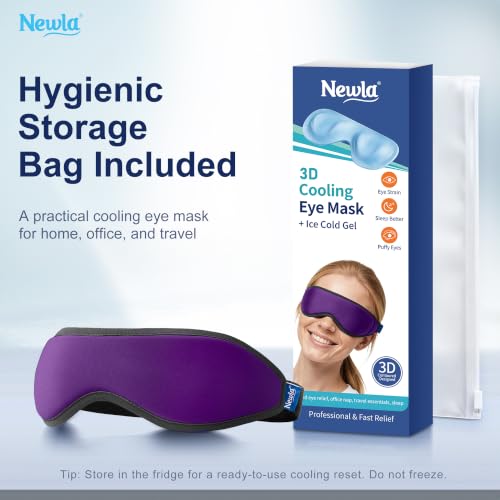 Cooling Gel Eye Mask for Puffy Eyes, Contoured Cold Compress for Eyes - color: Purple