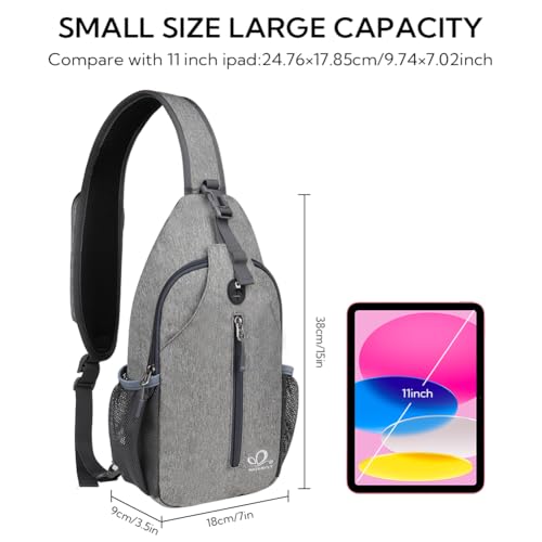 WATERFLY Crossbody Sling Backpack Sling Bag Travel Hiking Chest Bag Daypack - color: Gray