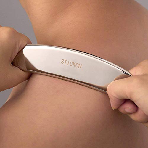 STICKON Stainless Steel Gua Sha Scraping Massage Tool IASTM Tools Great Soft Tissue Mobilization Tool (Sickle Shape) - size: Sickle Shape
