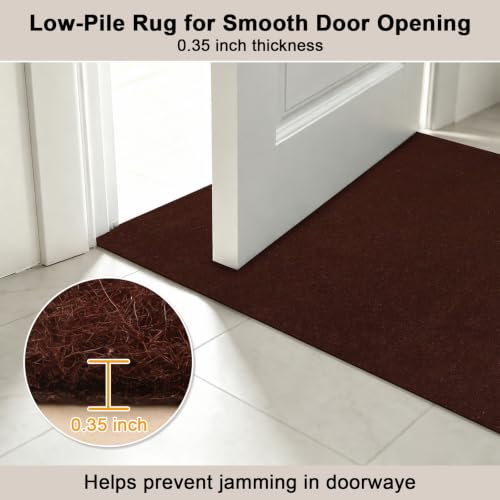 2 x 11 Ft Non Slip Entryway Runner Rug - color: Brown, size: 2' x 11' (Rectangular)
