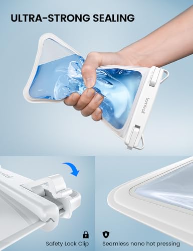 Lamicall Double Pocket Waterproof Phone Pouch, IPX8 Water proof Dry Bag - color: White