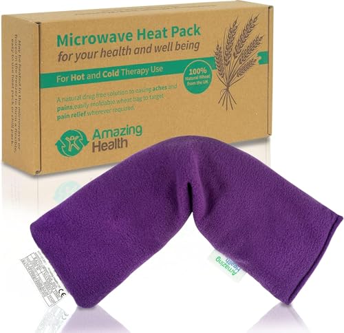 Microwavable Heating Pad for Neck, Back & Shoulders - Heating Bean Bag Microwavable Pillow - Cleaned Wheat & Unscented Heating Pad Wrap - Amazing Health, Purple - color: Purple (Unscented)