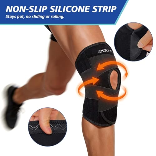 Knee Brace for Meniscus Tear, Spring Stabilizers for ACL MCL Black - size: Medium