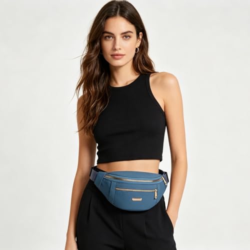 Fanny Pack Waist Pack for Women, Crossbody Purse Waist Bag for Running Sports Travel - color: F Blue