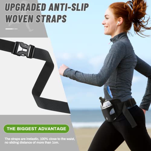 Hydration Running Belt with Water Bottles(2 x 300ML), Luckit Nylon Webbing Running Waist Bag Reflective Bum Bag Adjustable Sports Waist Pouch for Marathon Running Hiking Camping Jogging (Green) - color: Green