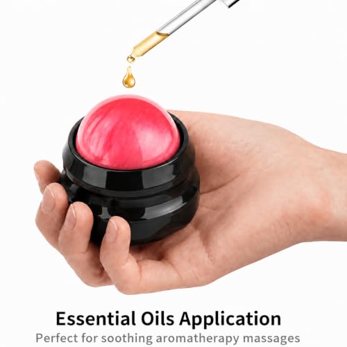 Manual Massage Roller Ball - Massager and Therapy Tool for Sore Muscles, Shoulders, Arms, Neck, Back, Feet, Body, Deep Tissue, Stiffness, Joint Pain, Stress Relief - color: Pink