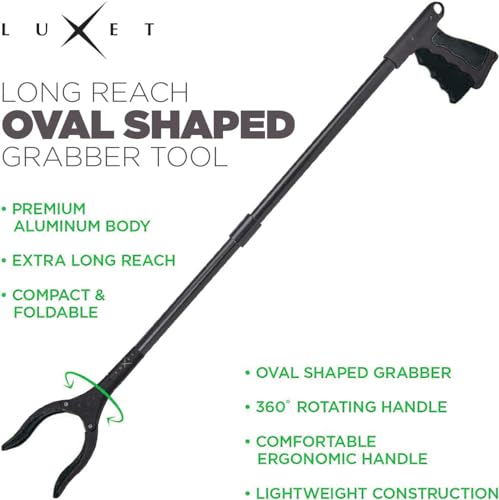 Grabber Reacher Tool, Long 32" Foldable Pick Up Stick, Strong Grip Magnetic Tip Lightweight Trash Picker Claw Reacher Grabber Tool Elderly Reaching, by Luxet (Black) - color: Black