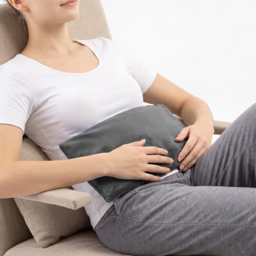 Microwavable Heating Pad with Washable Cover, 8 x 18 Microwave Heating Pad for Neck and Shoulders, Moist Heat Bean Bag Warm Compress for Knee, Joints, Wrist, Abdomen (Dark Gray) - color: 8 X 18" Dark Gray - 1 Pack